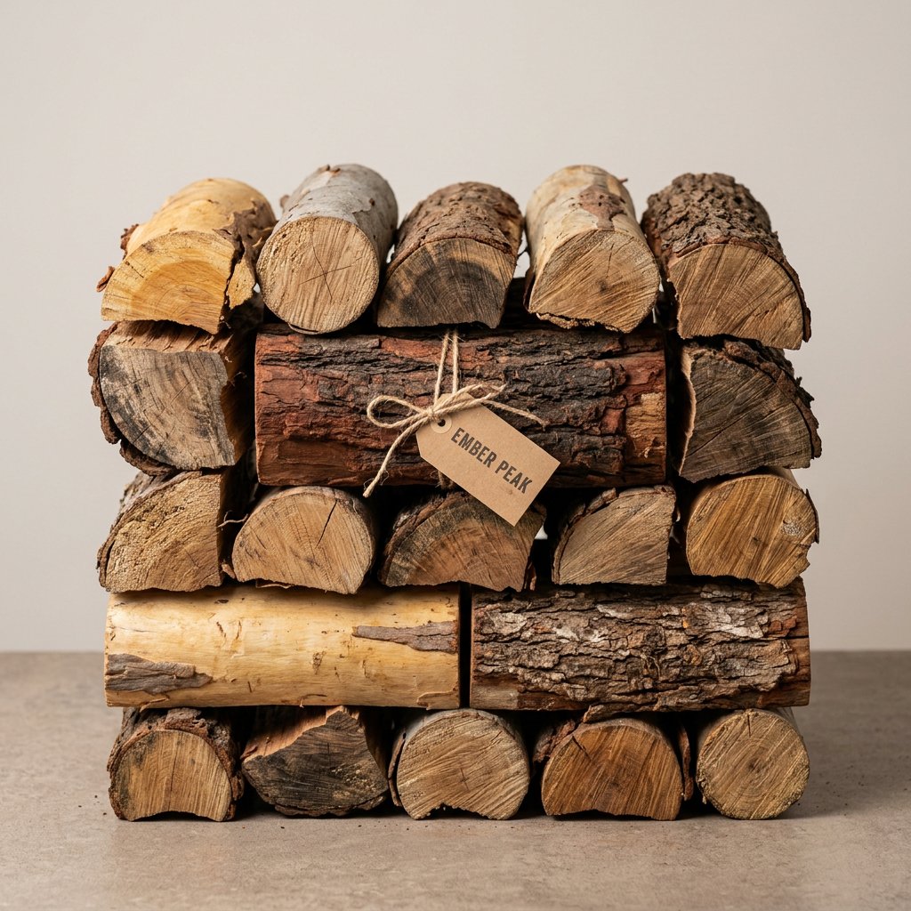 Mixed seasoned hardwood firewood stack from Ember Peak
