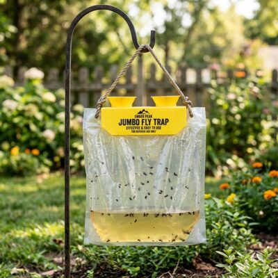 Jumbo fly trap bag with yellow lid printed Ember Peak